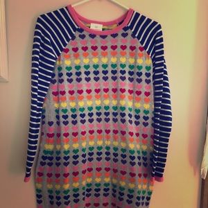 Hanna Anderson heart and stripe sweater dress
